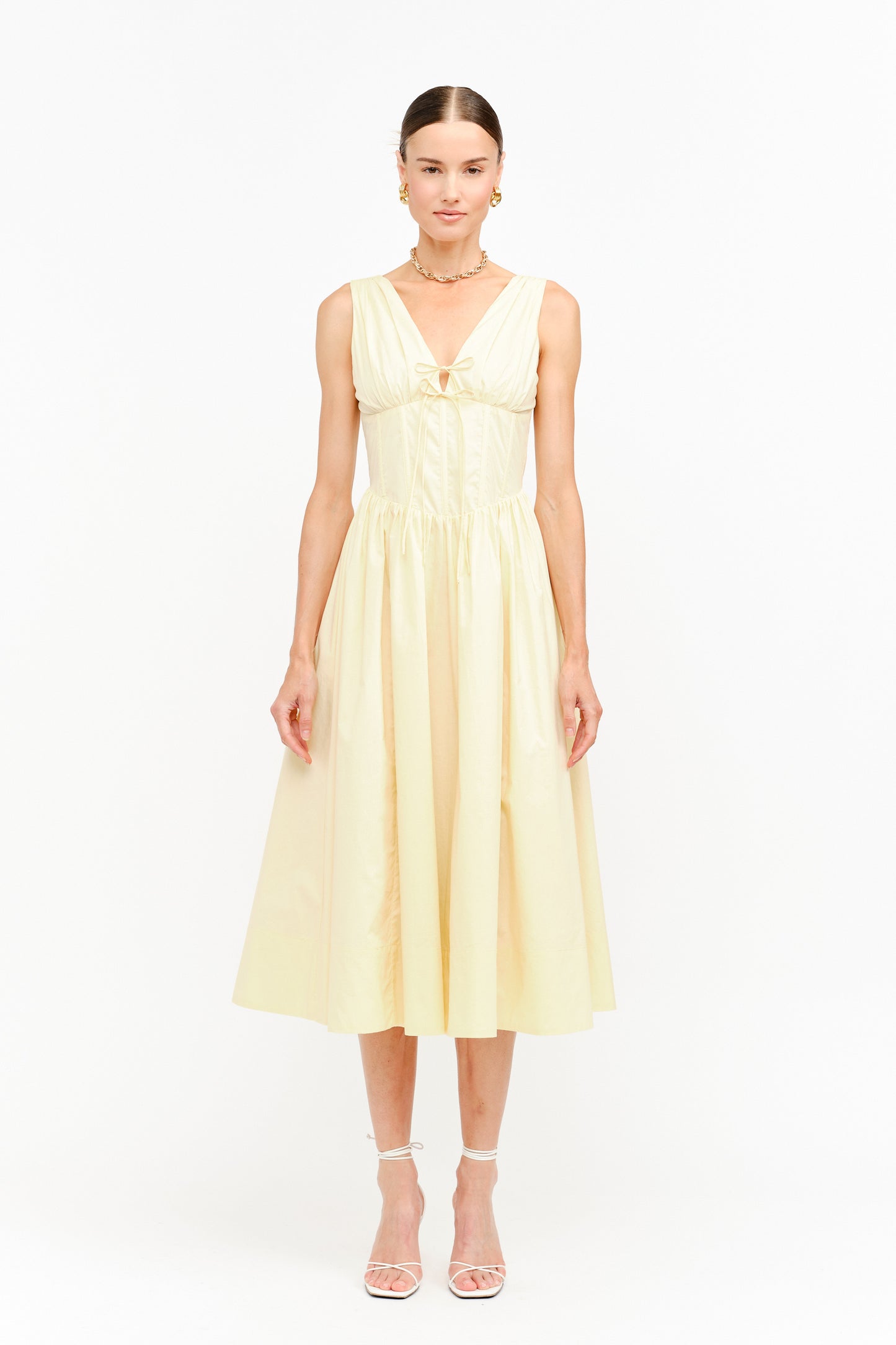 Sofia Midi Dress In Butter Yellow