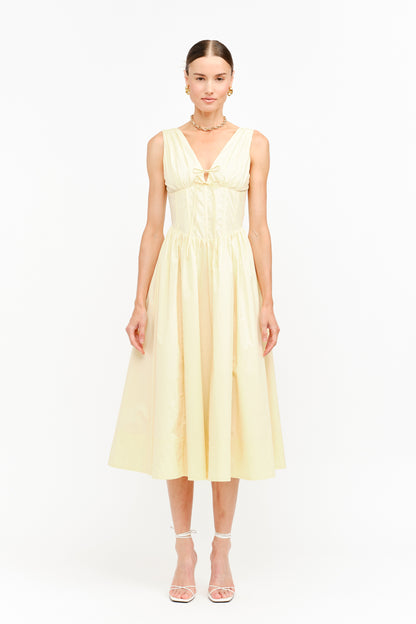 Sofia Midi Dress In Butter Yellow