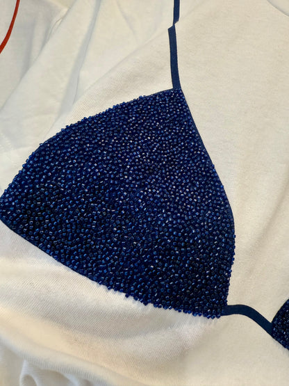 The Beaded Bikini Graphic Tee in Blue