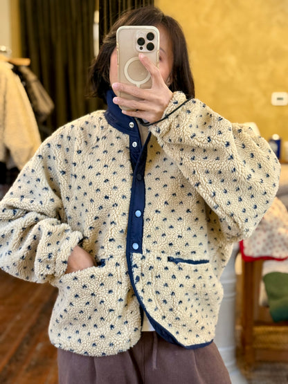 Cuddle Me Cozy Sherpa Jacket– Cream & Navy