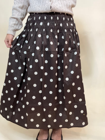 Espresso Polka Smock Midi Skirt