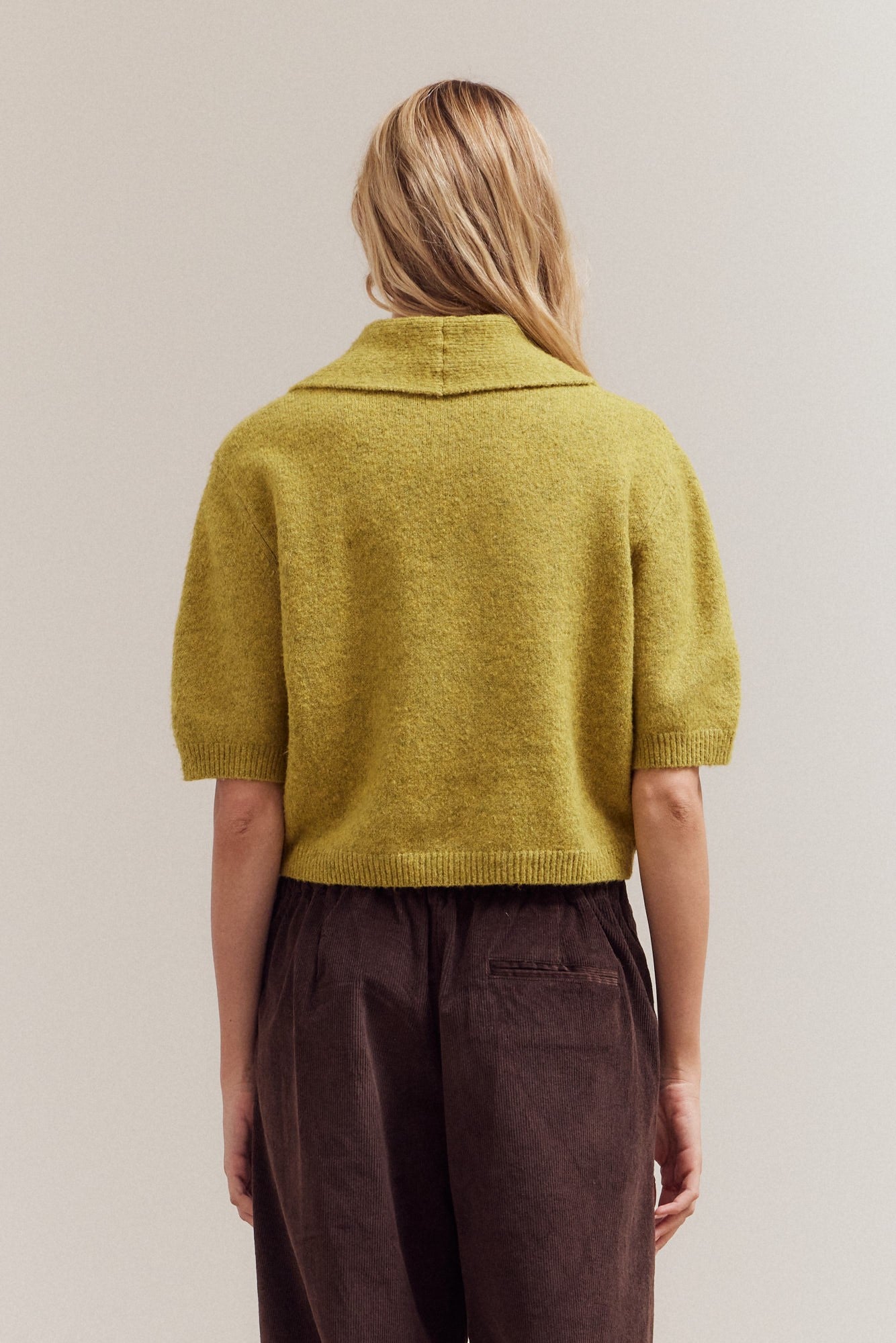 Kira 3/4 Sleeve Collar Neck Knit Top