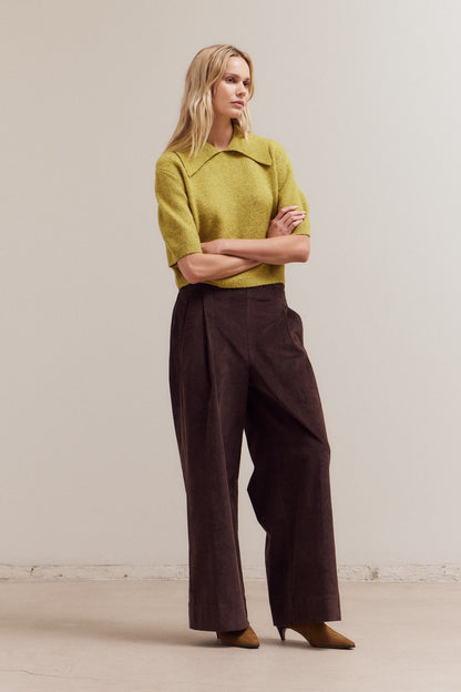 Kira 3/4 Sleeve Collar Neck Knit Top