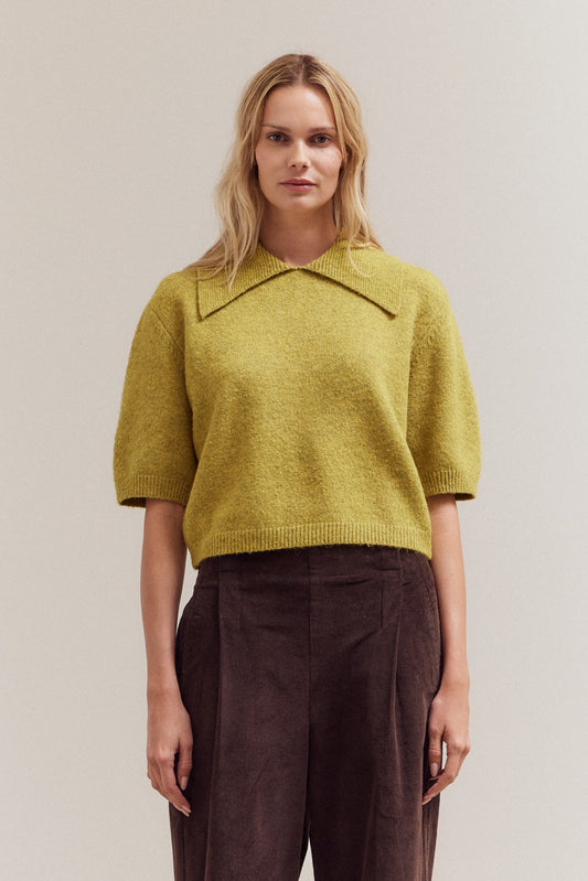 Kira 3/4 Sleeve Collar Neck Knit Top