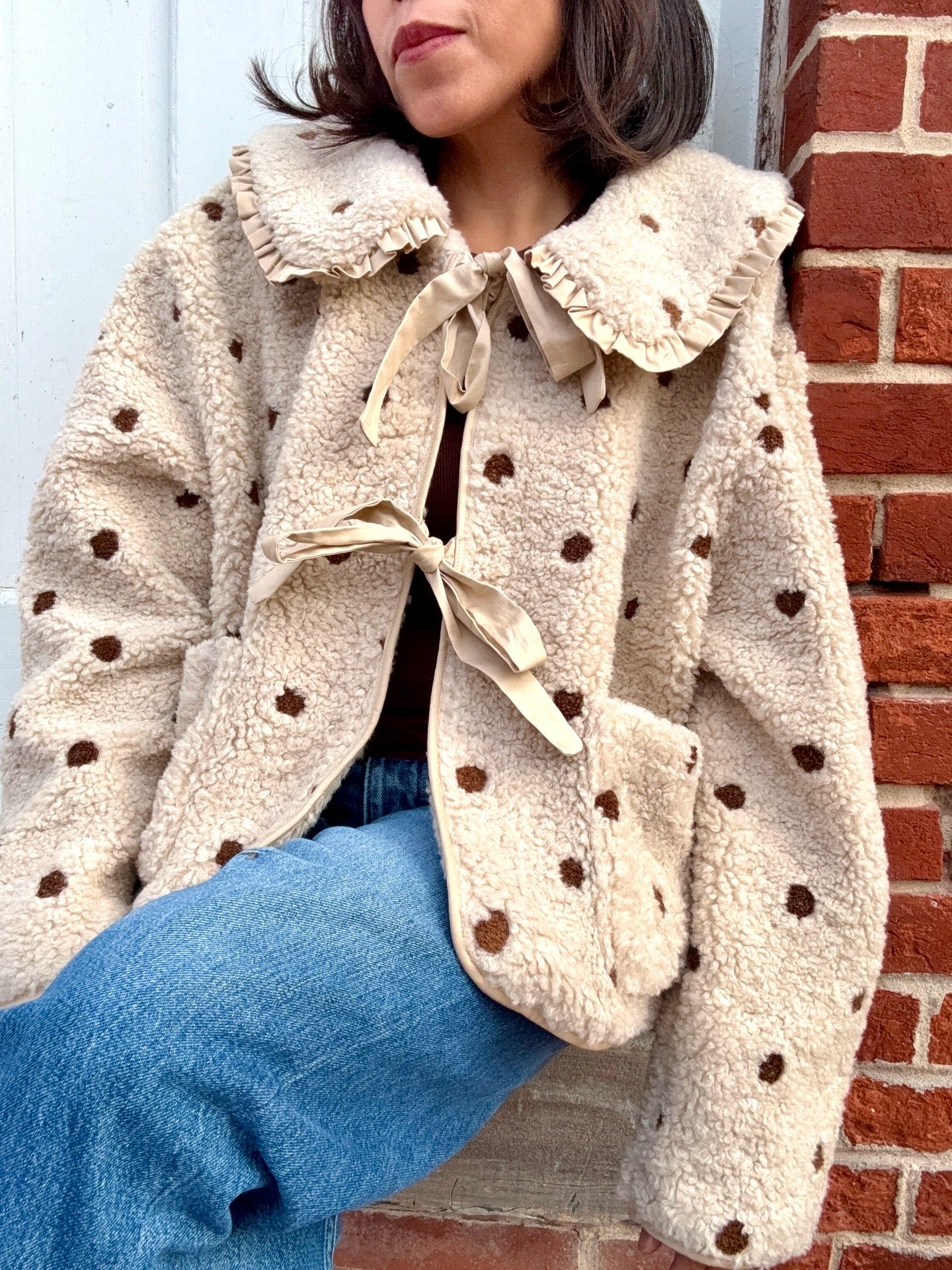 Erin Polka Ruffle Tie Jacket