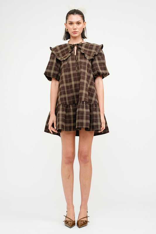 Clara Plaid Ruffle Babydoll Dress
