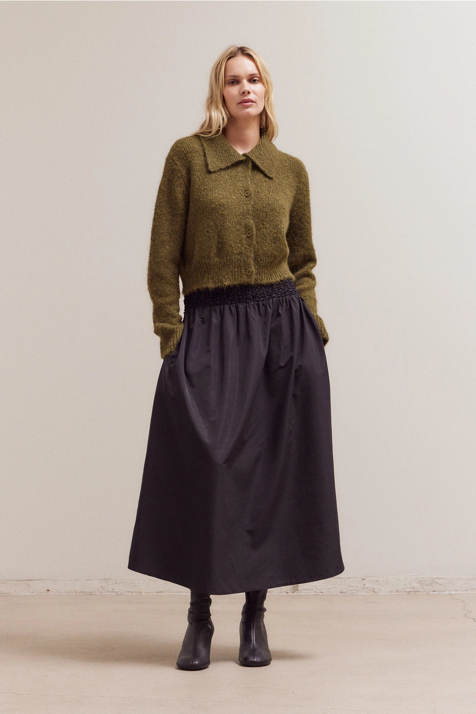 Cozy Dark Moss Button Up Knit