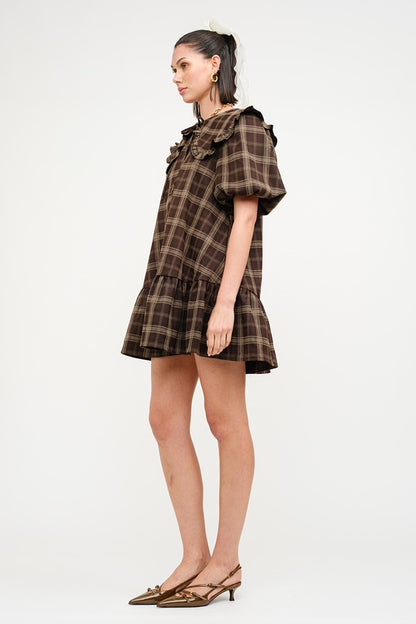 Clara Plaid Ruffle Babydoll Dress