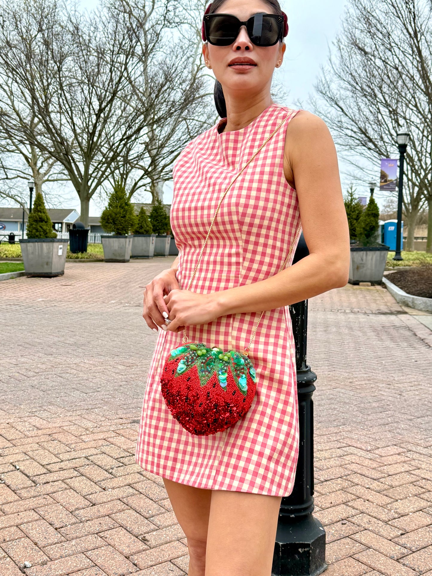 Bridgette  Pink Gingham  Mini Dress