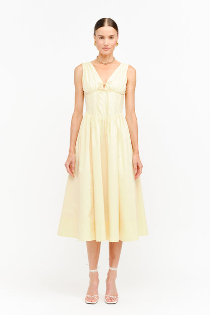 Sofia Midi Dress In Butter Yellow