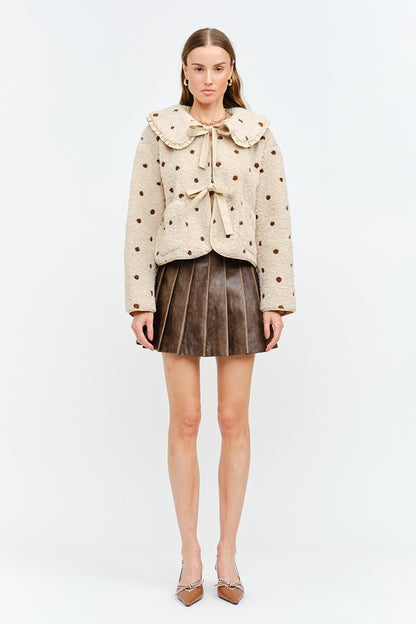 Erin Polka Ruffle Tie Jacket