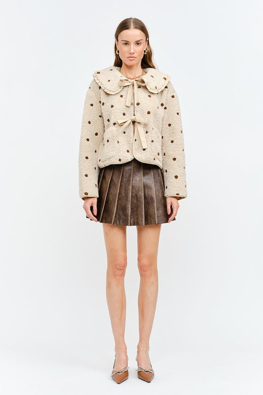 Erin Polka Ruffle Tie Jacket