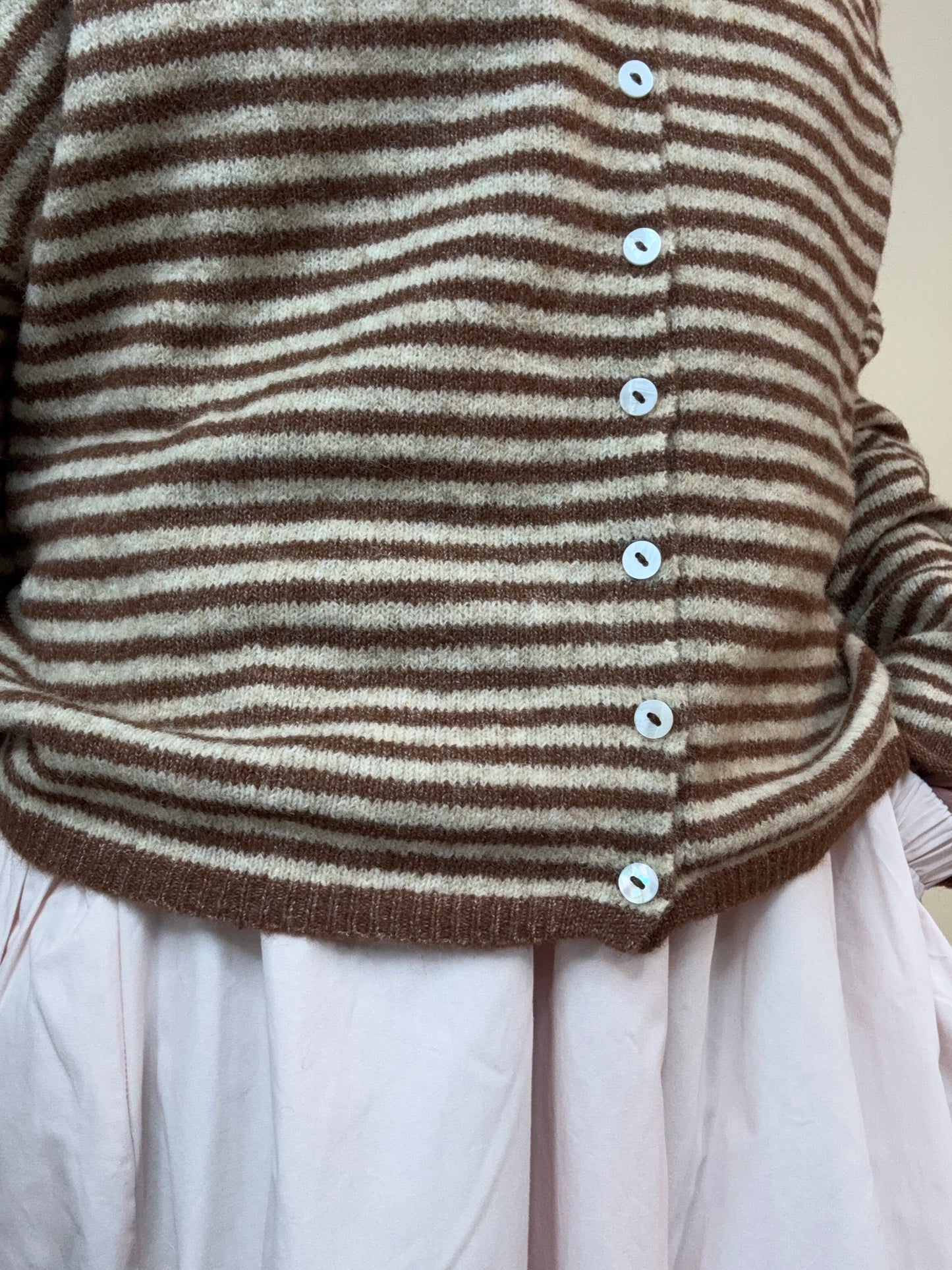Easy Comfort Mocha Stripe Button Cardigan