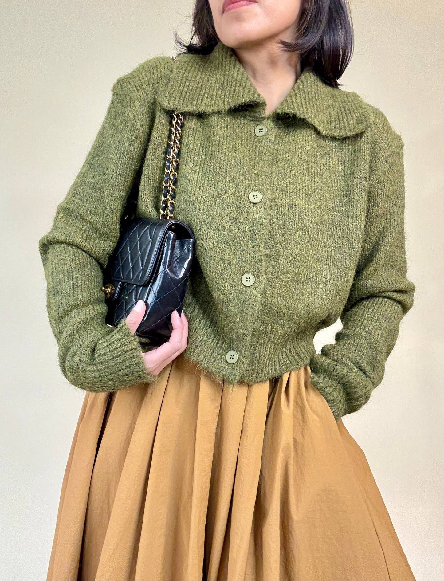 Cozy Dark Moss Button Up Knit