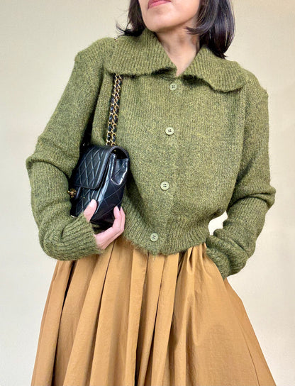 Cozy Dark Moss Button Up Knit