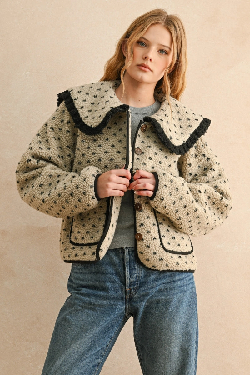 Marnella Collar Black Sherpa Jacket