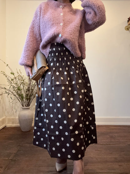 Espresso Polka Smock Midi Skirt