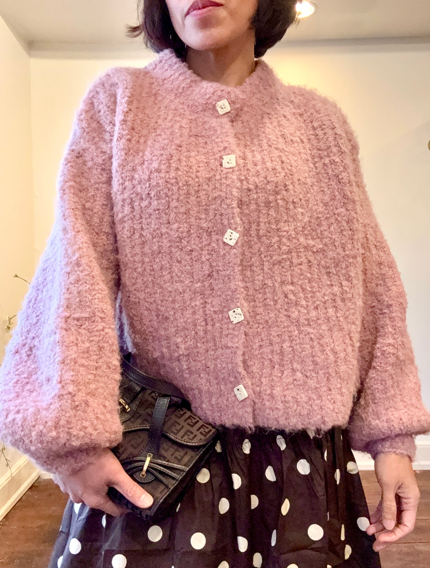 Blush Button Cardigan – Soft Cozy Knit Sweater