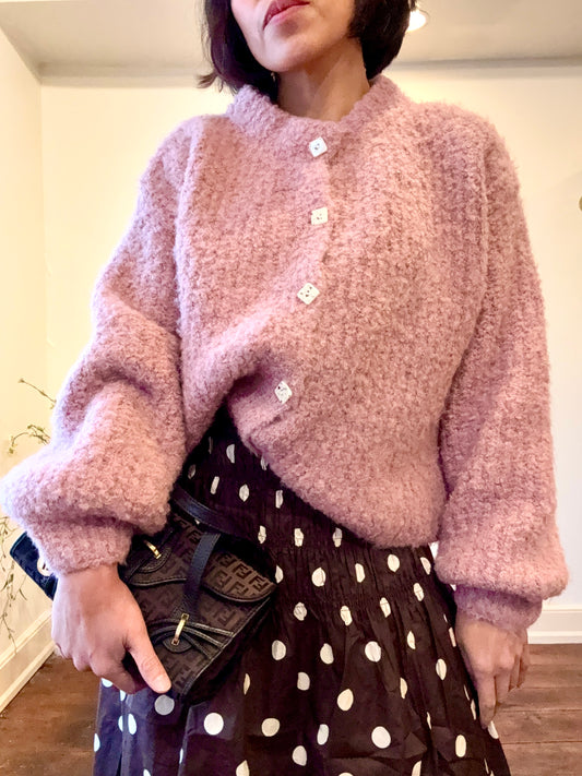 Blush Button Cardigan – Soft Cozy Knit Sweater
