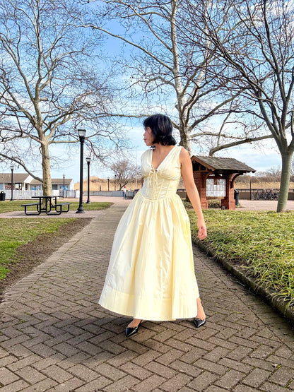 Sofia Midi Dress In Butter Yellow
