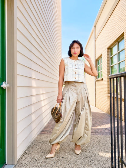 Pleated Drawstring Balloon Pants