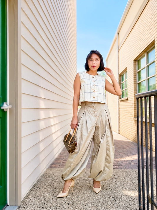 Pleated Drawstring Balloon Pants