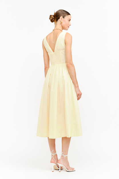 Sofia Midi Dress In Butter Yellow