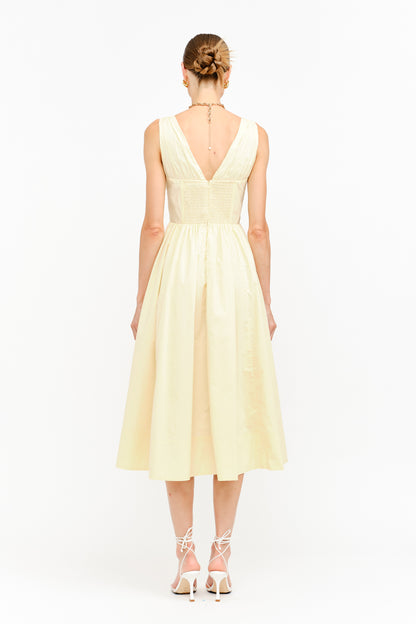 Sofia Midi Dress In Butter Yellow