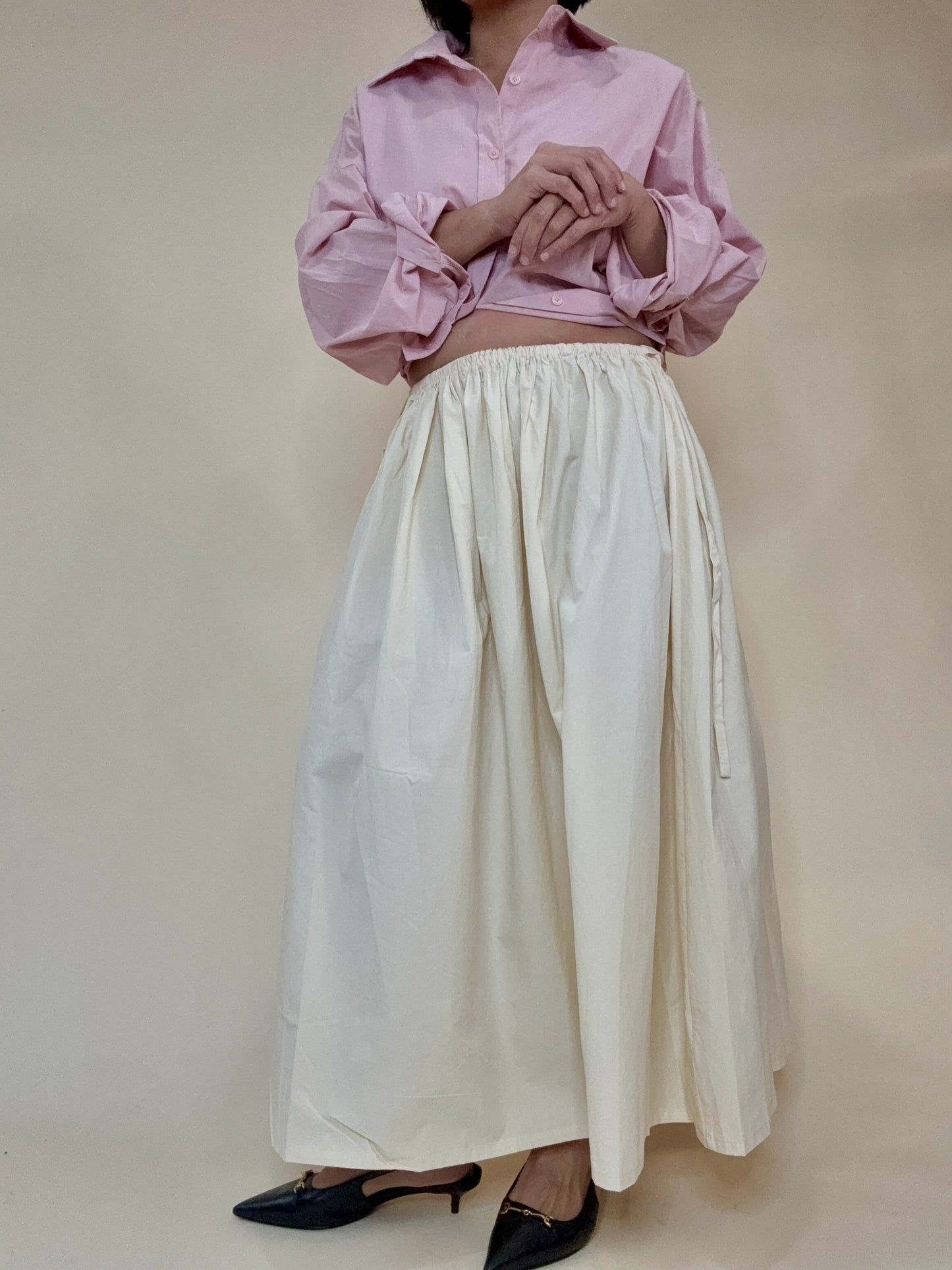 Georgy Soft Gathered MidiSkirt with Adjustable Tie Waist