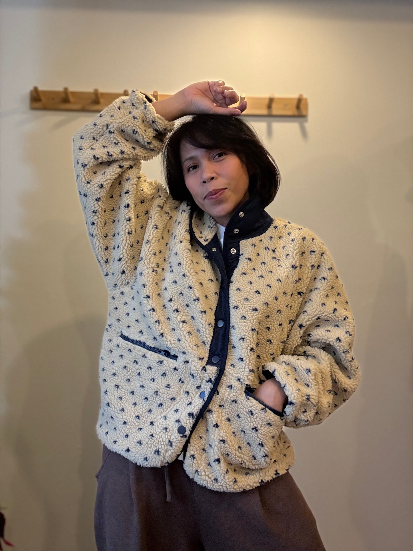 Cuddle Me Cozy Sherpa Jacket– Cream & Navy