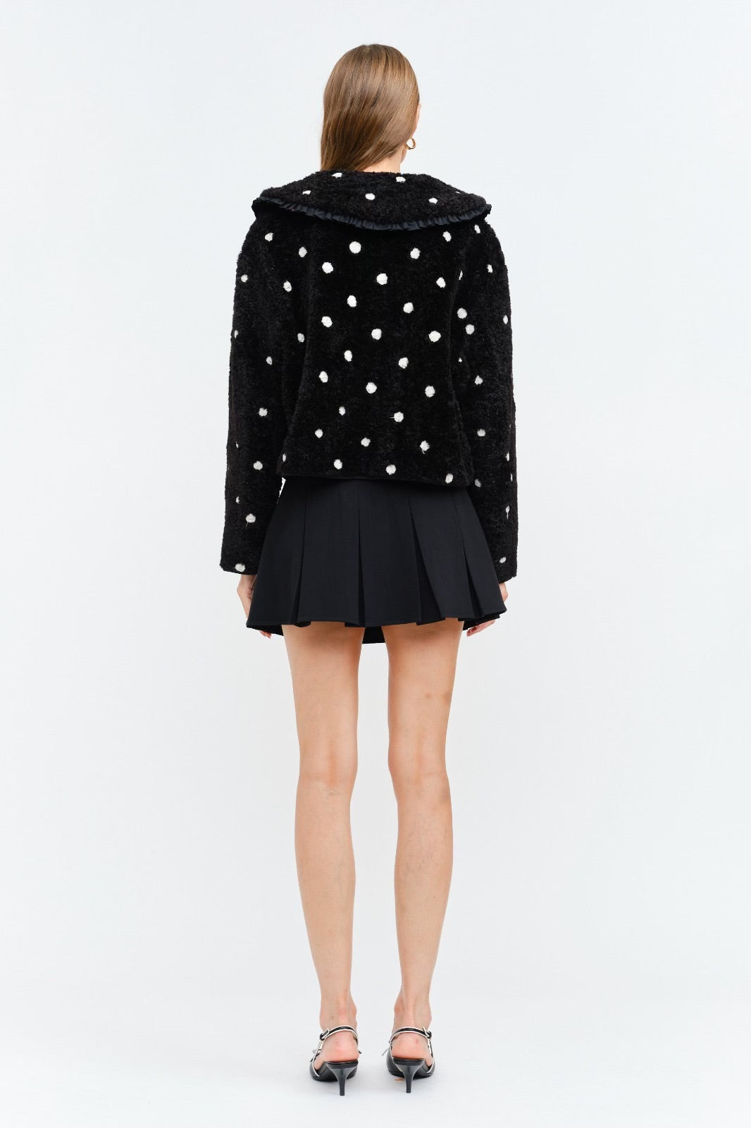 Erin Polka Ruffle Tie Jacket  in Black