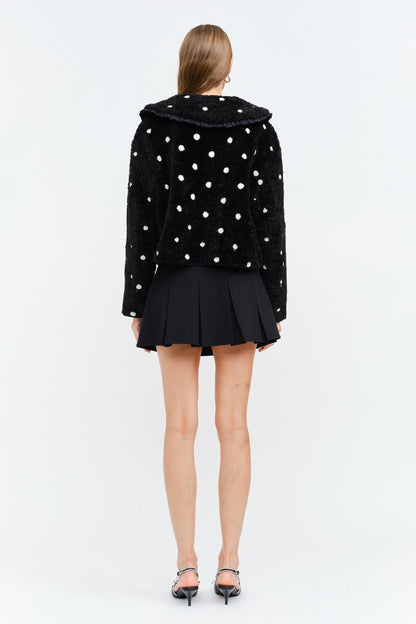 Erin Polka Ruffle Tie Jacket  in Black
