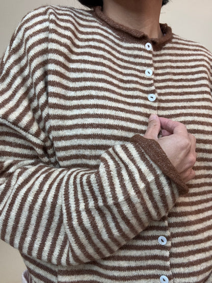 Easy Comfort Mocha Stripe Button Cardigan