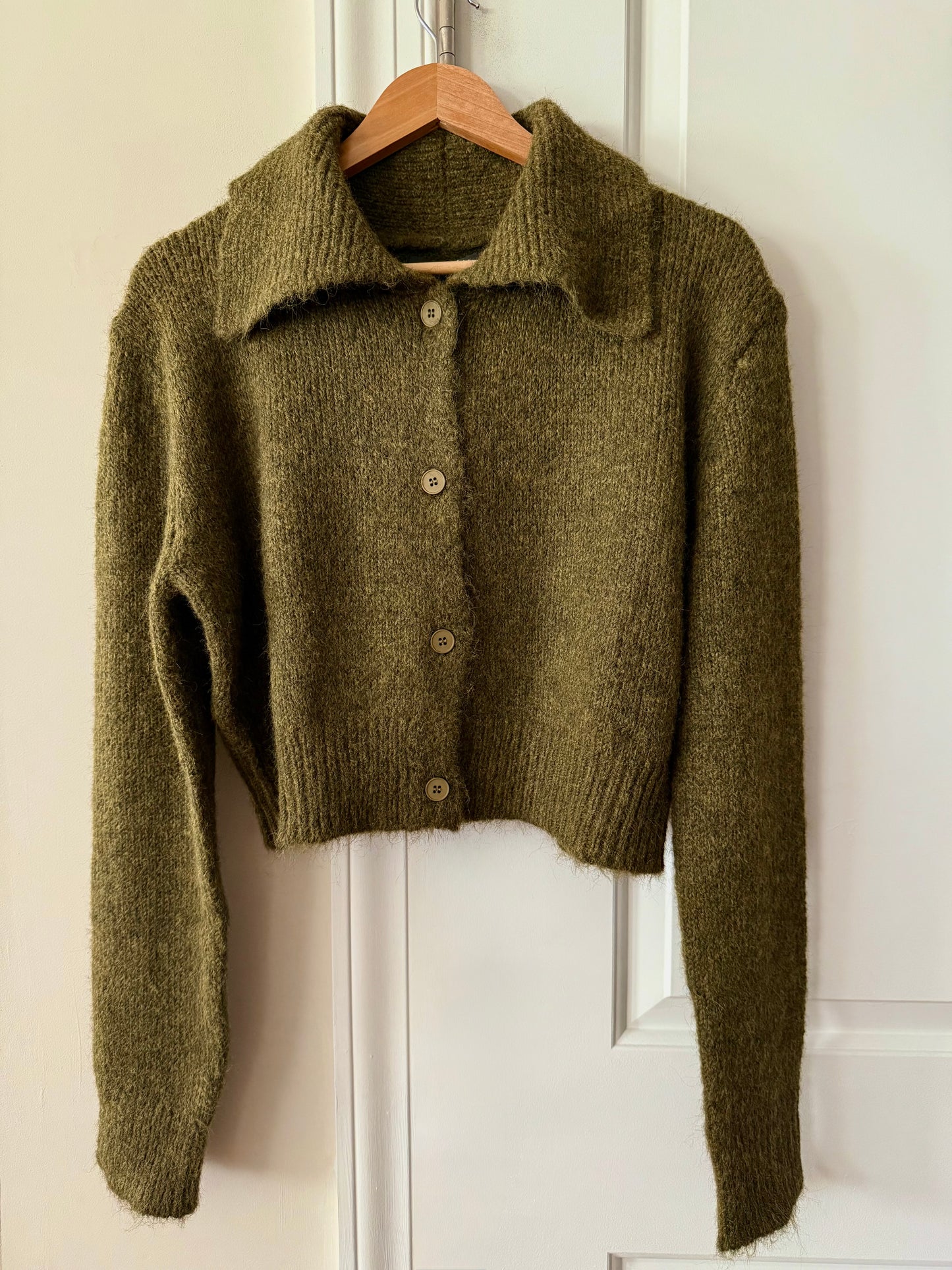 Cozy Dark Moss Button Up Knit