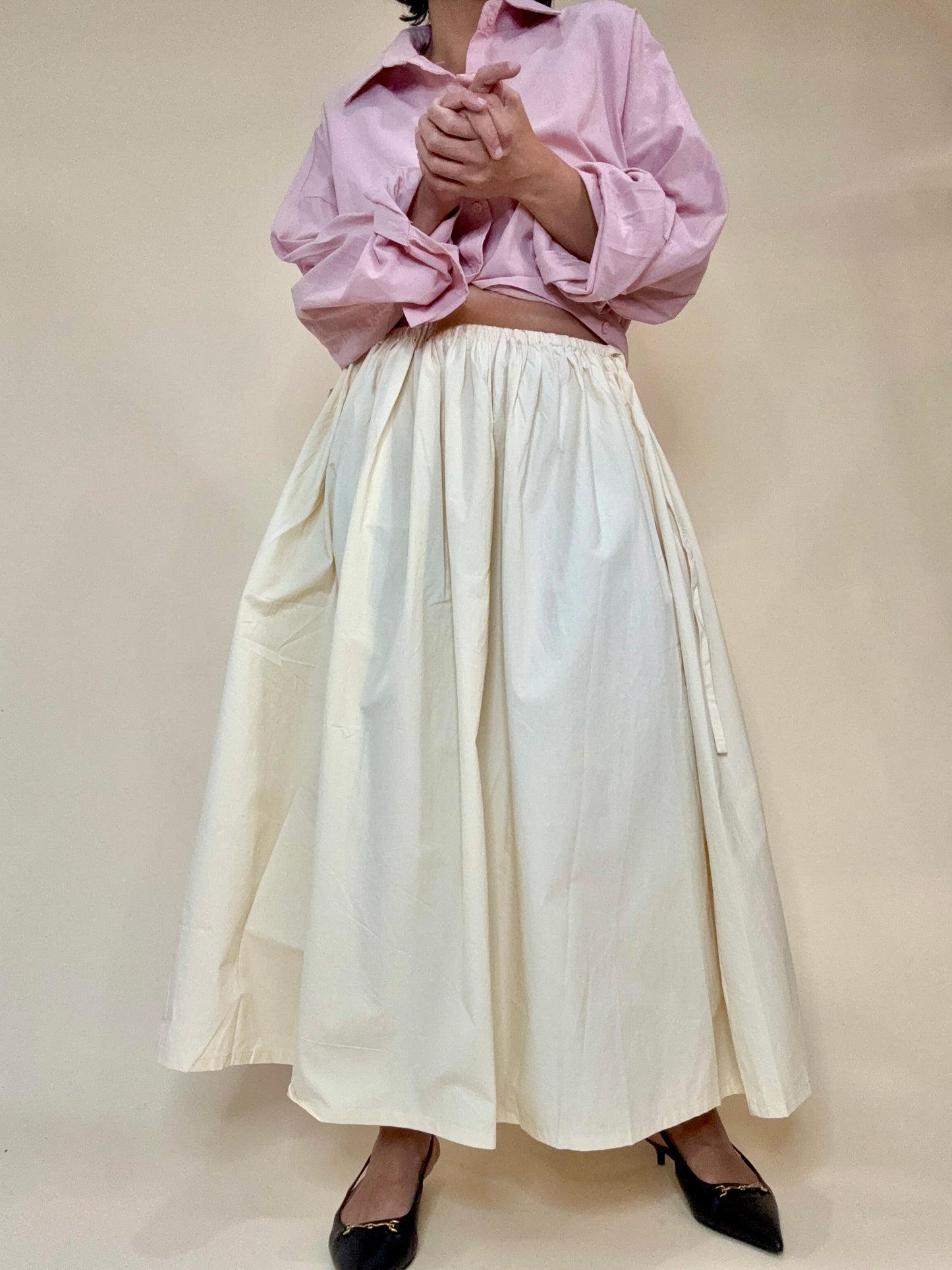 Georgy Soft Gathered MidiSkirt with Adjustable Tie Waist