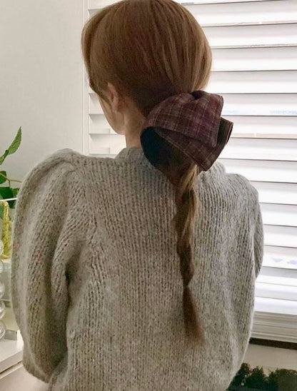 Oversized Plaid Bow Scrunchie