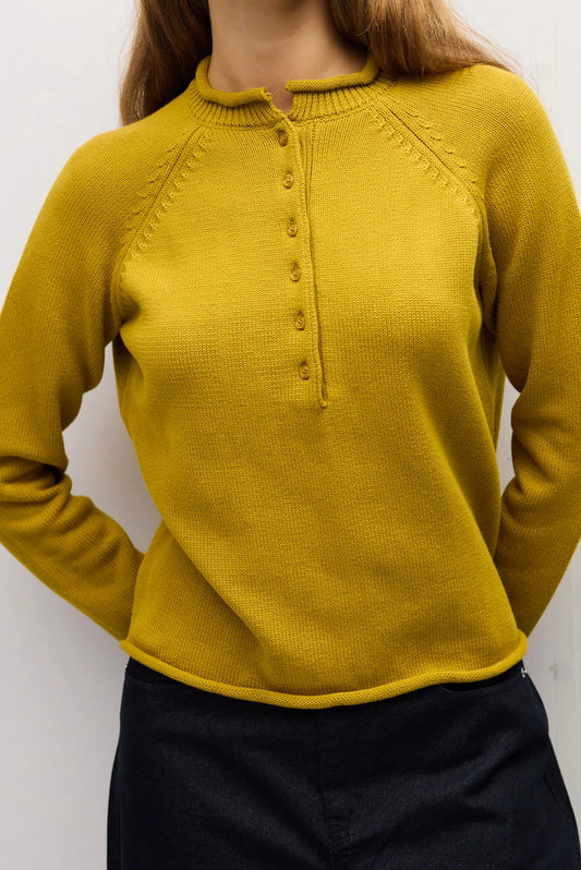 The Albina Rolled Neck Sweater Top in Chartreuse