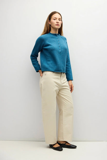 The Albina Rolled Neck Sweater Top in Teal