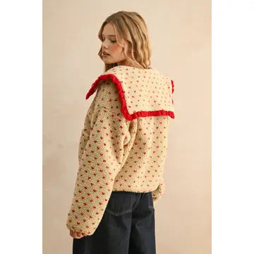 Marnella Collar Red Sherpa Jacket